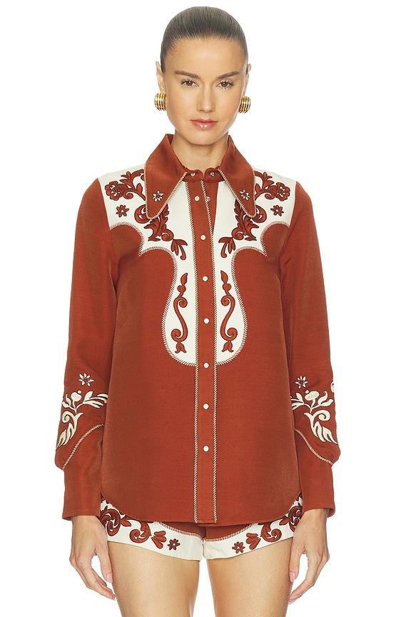 view 2 of 6 Duke Embroidered Shirt in Rust
