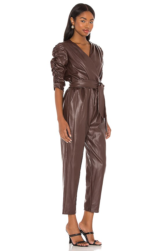 view 2 of 3 Annika Leather Jumpsuit in Chocolate
