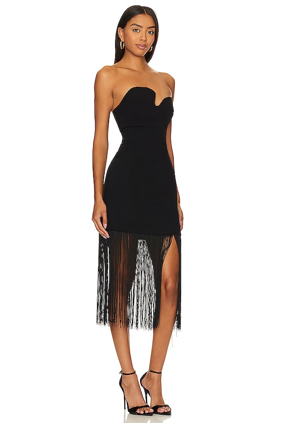 view 2 of 3 Puzzle Strapless With Fringe Dress in Black