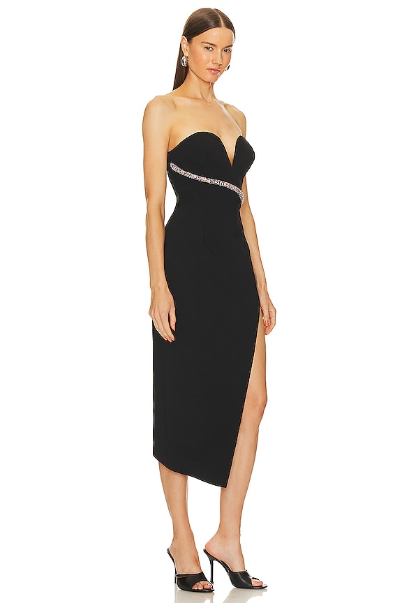 view 2 of 4 Soiree Rhinestone Midi Dress in Black