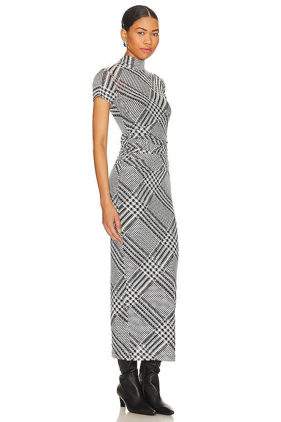 view 2 of 3 ROBE MI-LONGUE DOMINIQUE in Houndstooth Plaid