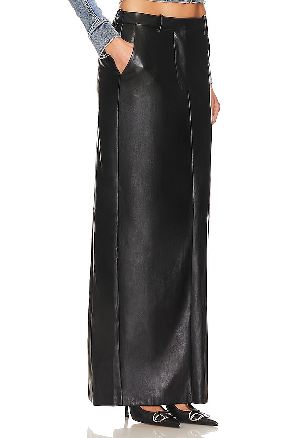 view 2 of 4 DOSSI フェイクレザーマキシスカート in Black