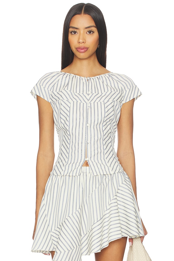 view 1 of 5 Norina Top in Oxford Blue Stripe