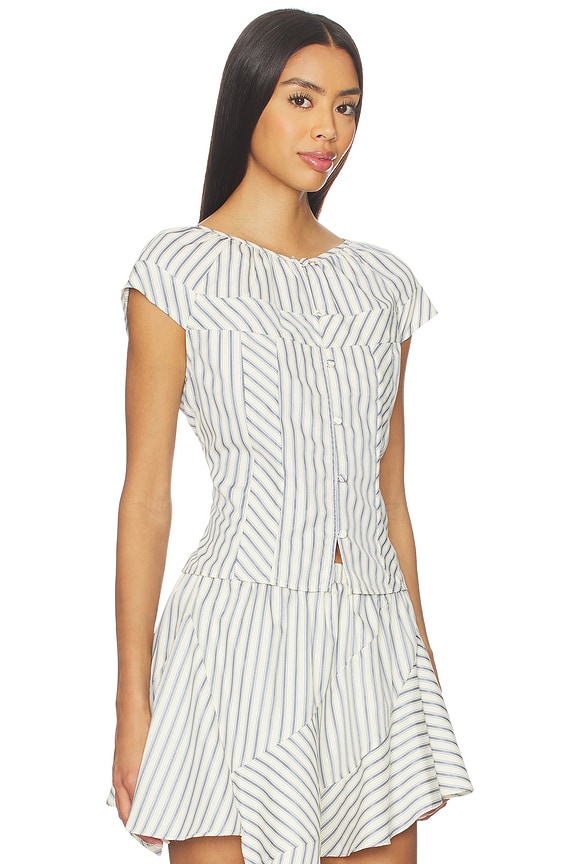view 2 of 5 Norina Top in Oxford Blue Stripe