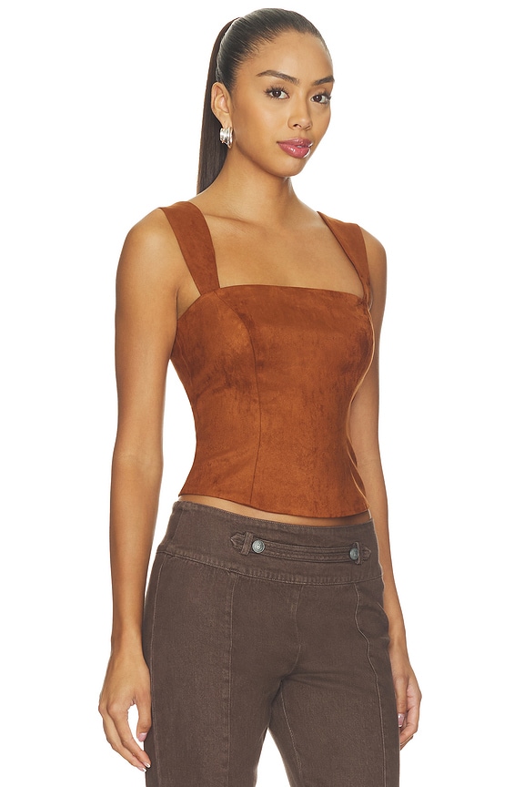 view 2 of 4 Ceronne Suede Top in Chestnut