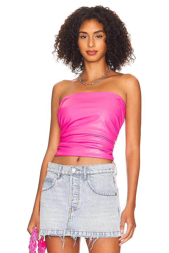 view 1 of 4 x REVOLVE Palma Leather Tube Top in Fuschia Leather