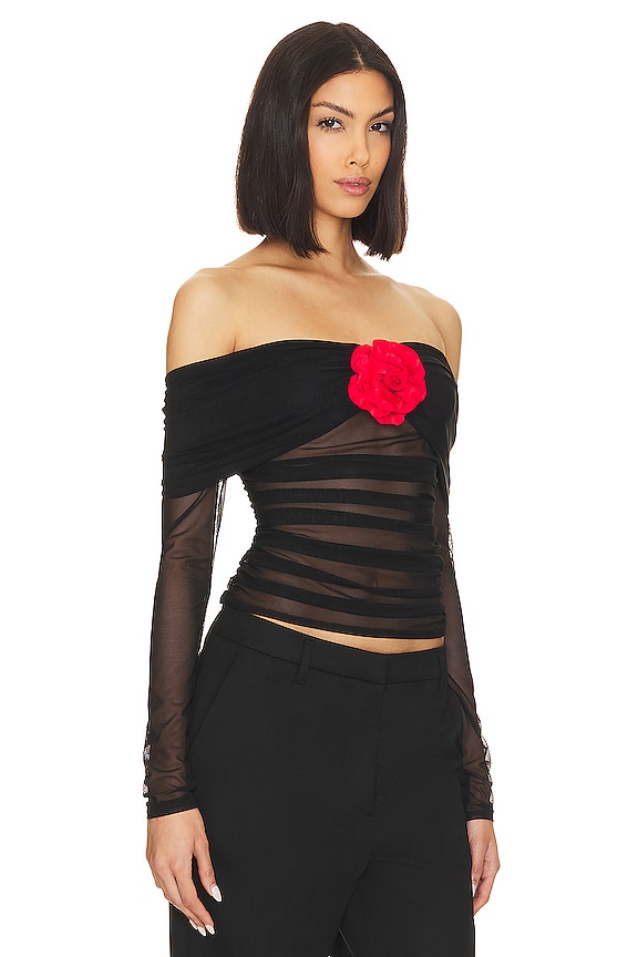 view 2 of 4 X Revolve Nellia Blouse in Black With Red Rose