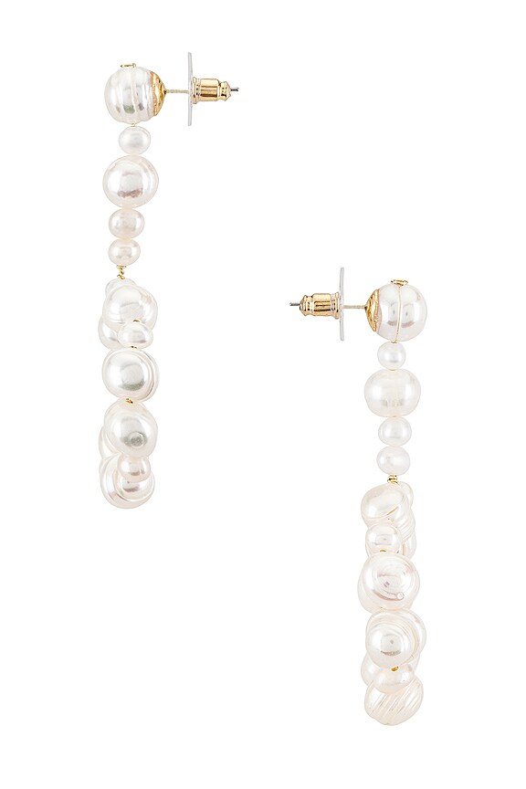 view 2 of 2 Drop Hoop Earring in Pearl