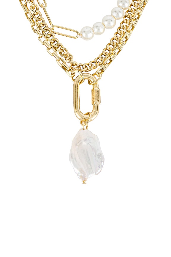 view 2 of 2 Pearl Layered Necklace in Gold