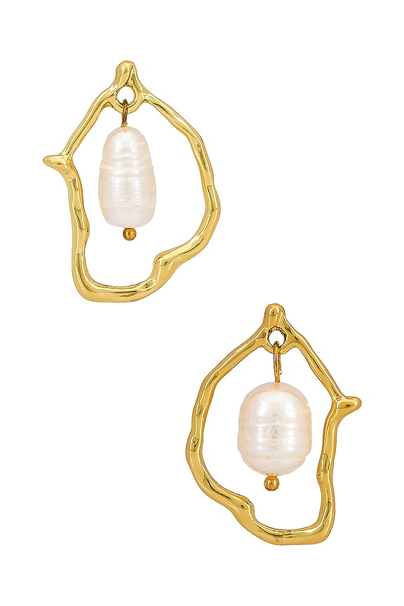 view 1 of 2 Pearl Dangle Earring in Gold