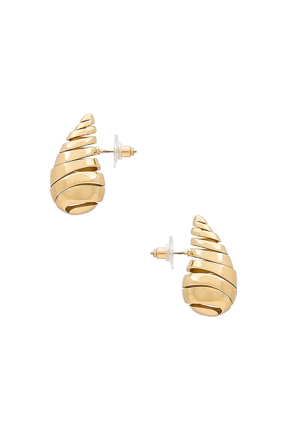 view 2 of 2 Ribbed Teardrop Earring in Gold