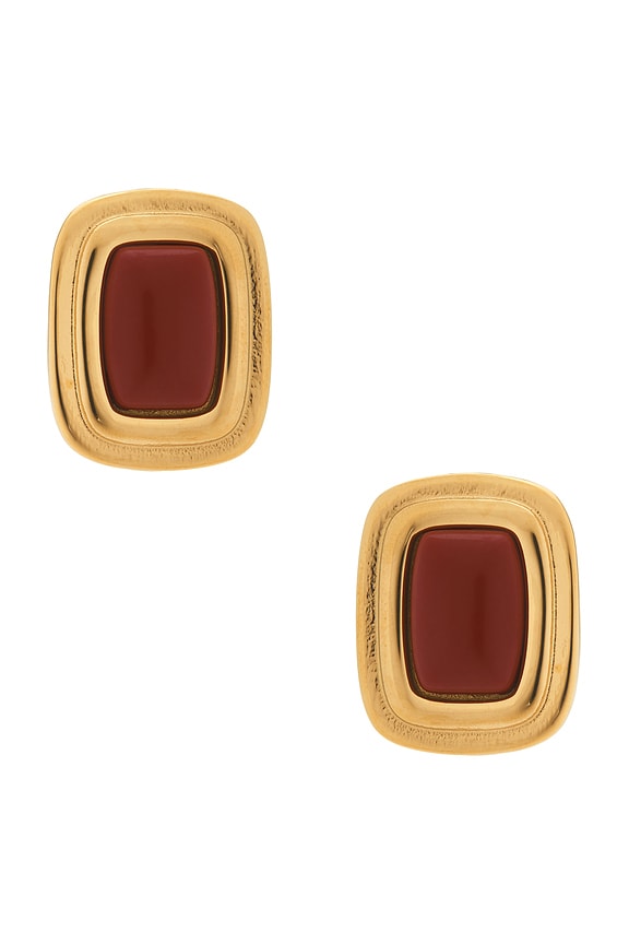 view 1 of 2 PENDIENTES DE TACHUELA RIDEAU in Gold & Red