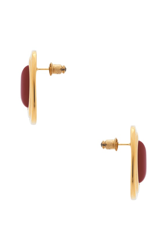 view 2 of 2 PENDIENTES DE TACHUELA RIDEAU in Gold & Red