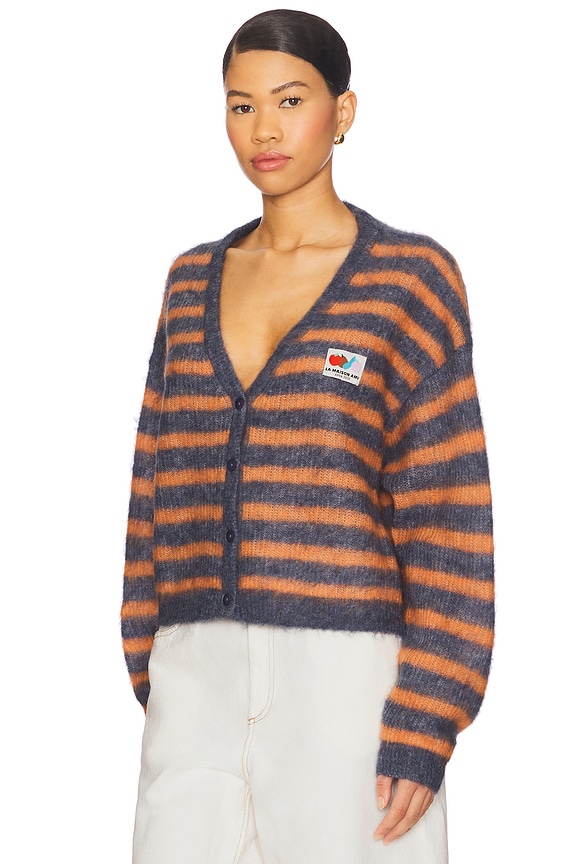 view 2 of 5 Neny Bay Cardigan in Tornade Chine Raye Orange Fluo