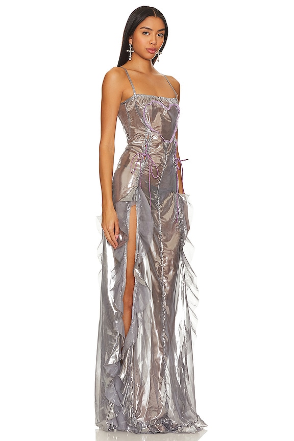 view 2 of 3 Liquid Chiffon Maxi Dress in Deep Gray