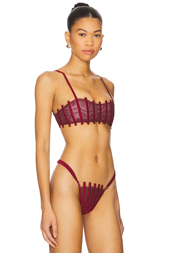 view 2 of 4 Corset Bikini Top in Wine Red