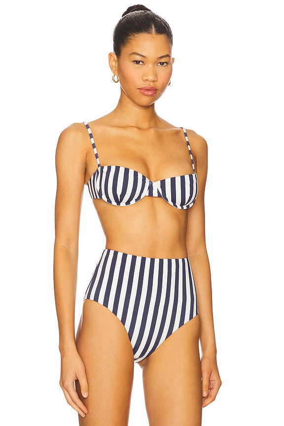 view 2 of 4 Balconette Bikini Top in Marine Vertical Stripe