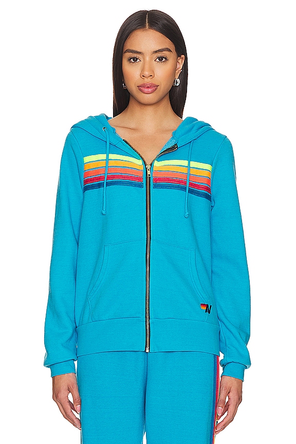 view 2 of 6 5 STRIPE パーカー in Neon Blue & Neon Rainbow