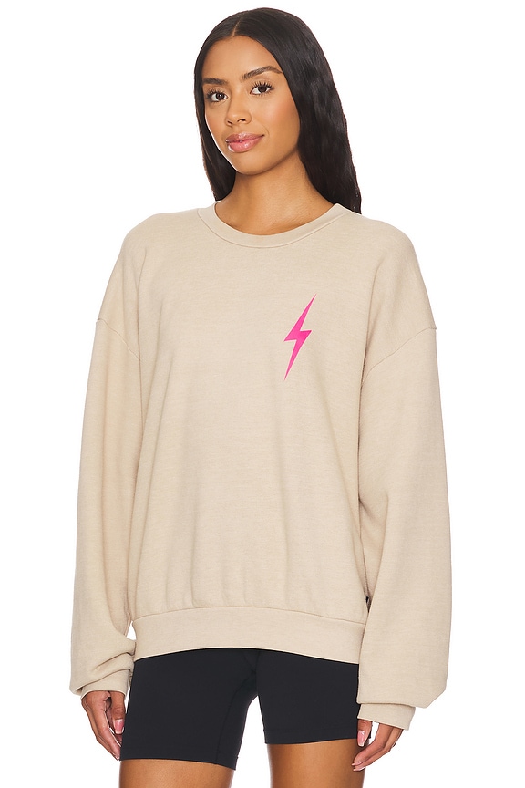 view 2 of 4 Bolt 2 Relaxed Crewneck Sweatshirt in Sand & Neon Pink