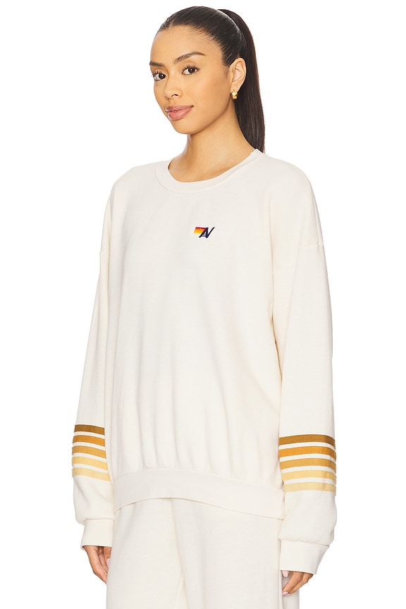 view 2 of 4 SWEAT RAS DE COU RUGBY STITCH 2 in Vintage White & Brown