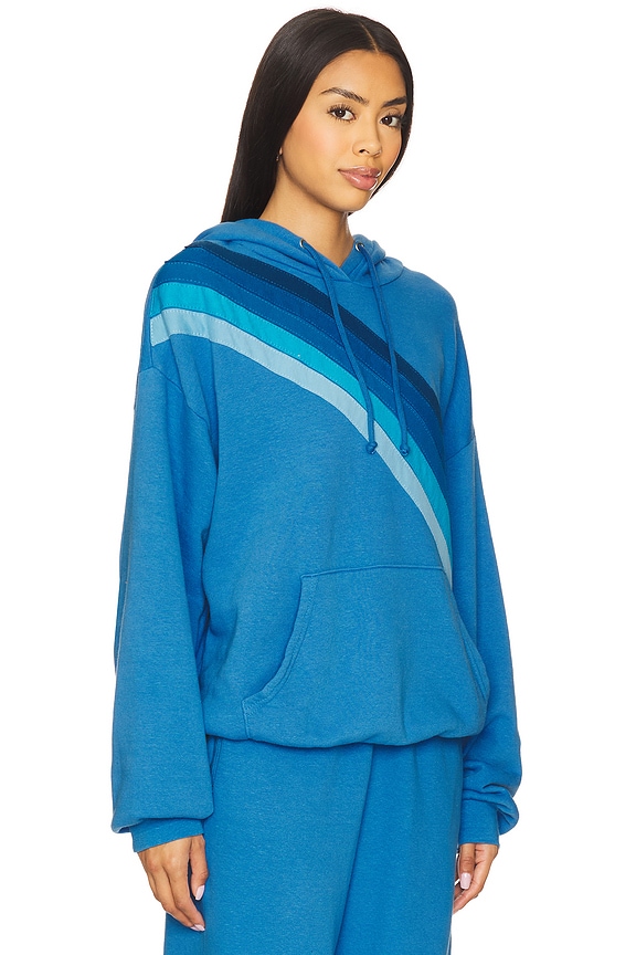 view 2 of 5 Cross Stripe Relaxed Pullover Hoodie in Cobalt & Blue