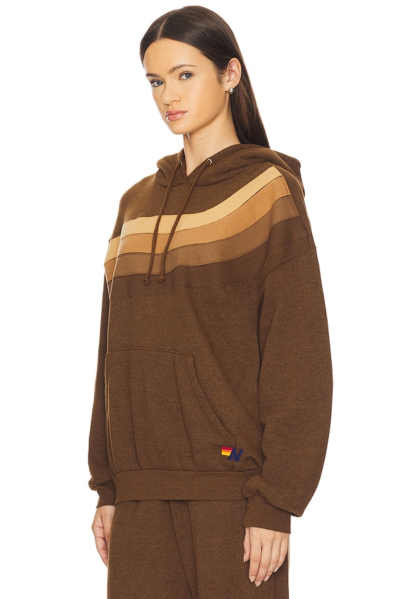 view 2 of 5 Wave Stripe 4 Relaxed Pullover Hoodie in Chocolate & Espresso