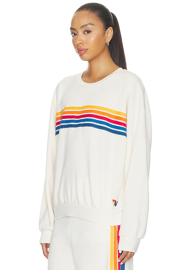 view 2 of 5 5 Stripe Crew Relaxed Sweatshirt in Vintage White