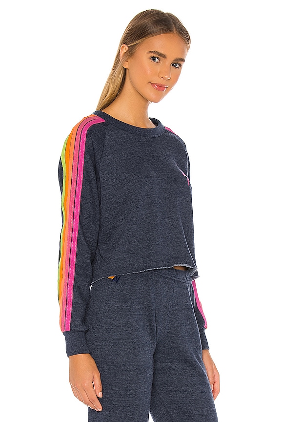 view 2 of 5 Bolt Cropped Classic Crewneck in Heather Navy Neon