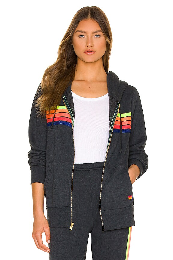 view 1 of 4 SWEAT 5 STRIPE in Charcoal & Neon Rainbow