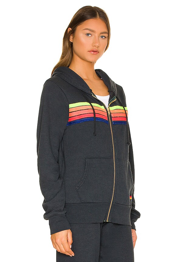 view 2 of 4 SWEAT 5 STRIPE in Charcoal & Neon Rainbow