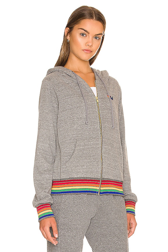 view 2 of 4 SWEAT À CAPUCHE RAINBOW RIB ZIP in Heather Grey