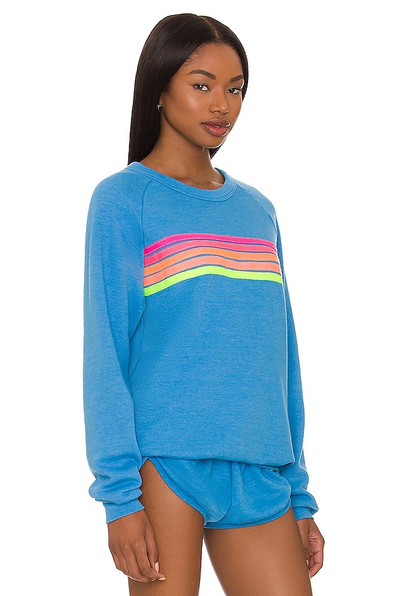 view 2 of 4 5 Stripe Crewneck Sweatshirt in Ocean, Neon Pink, & Yellow