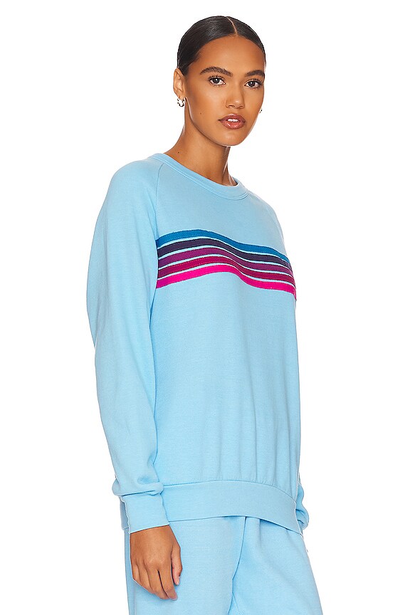 view 2 of 4 СВИТШОТ 5 STRIPE CREW in Sky & Pink Purple