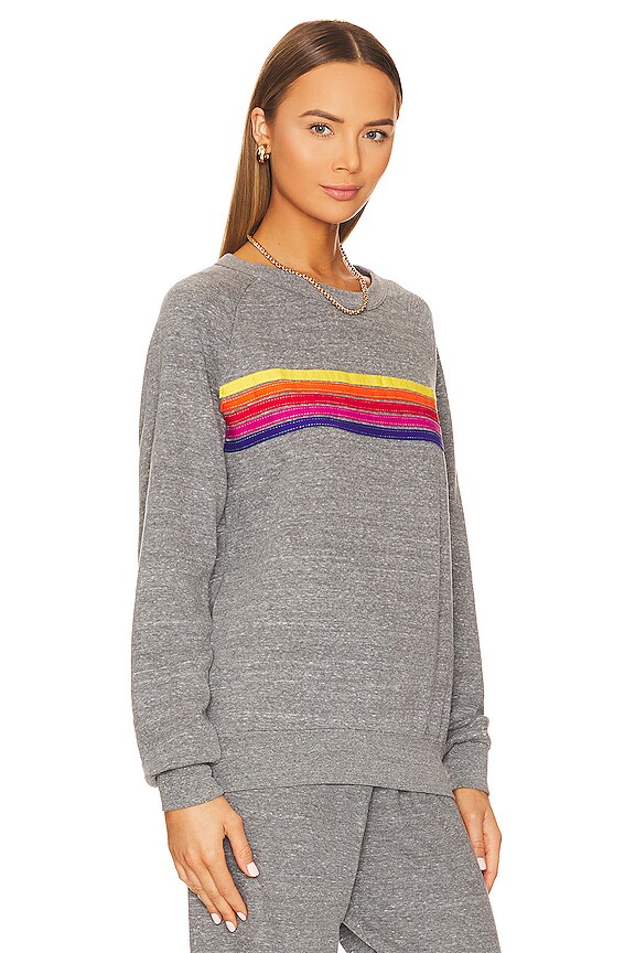 view 2 of 5 5 STRIPE スウェットシャツ in Heather Grey & Yellow Purple