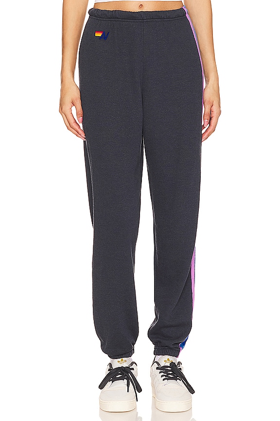 view 2 of 5 5 Stripe Sweatpant in Charcoal & Blue Purple
