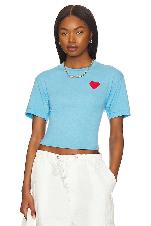 view 1 of 6 Heart Embroidery Boyfriend Tee in Sky
