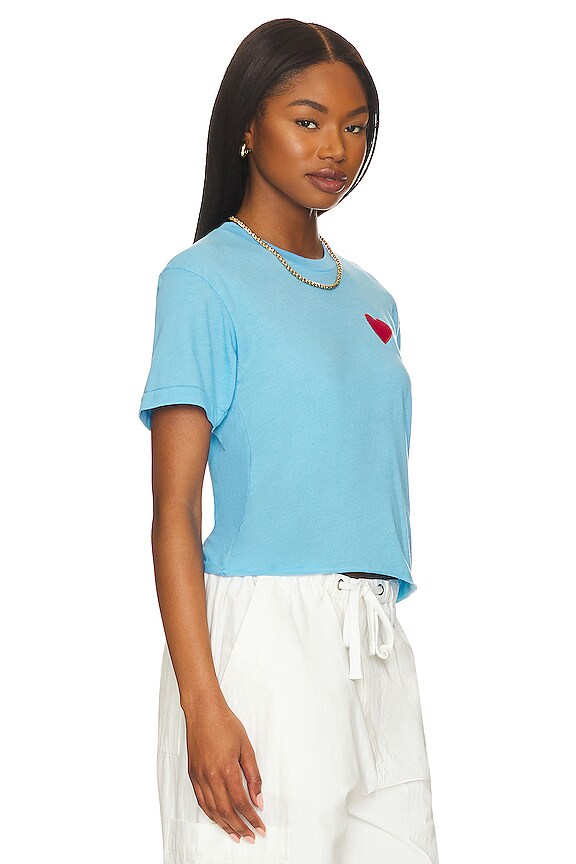 view 2 of 6 Heart Embroidery Boyfriend Tee in Sky