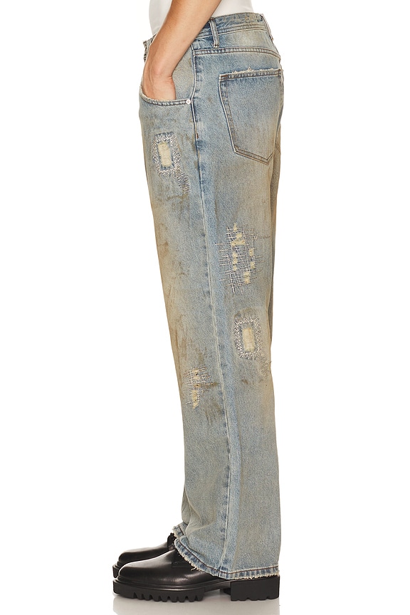 view 2 of 5 Unisex Destroyed Wide Leg Jeans in Blue