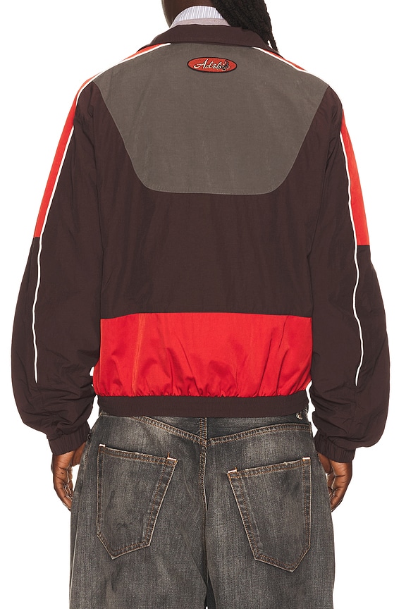 view 2 of 5 Unisex Color Block Nylon Track Jacket in Red & Brown