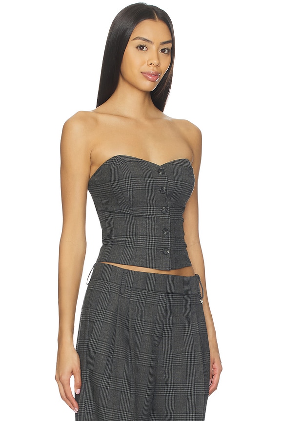 view 2 of 4 Daliah Corset Top in Stone Check