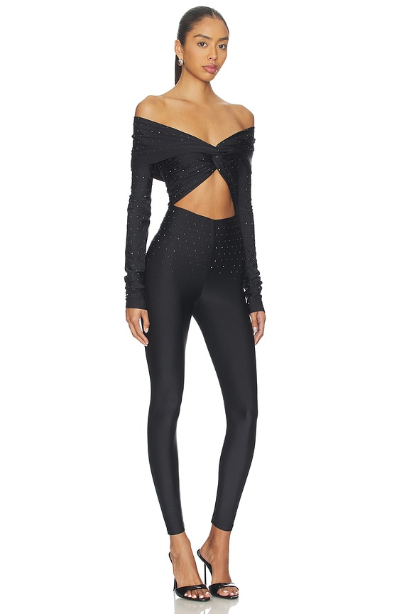 view 2 of 4 Kendall Crystal Off Shoulder Jumpsuit in Black
