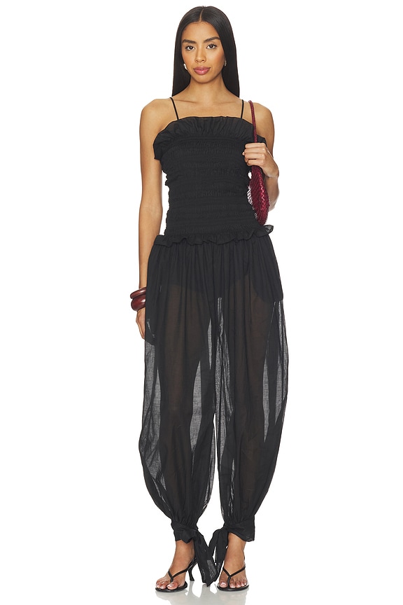 view 1 of 3 Noor Wide Pants Smocked Jumpsuit in Black
