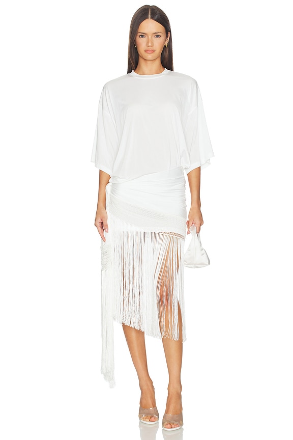 view 1 of 3 Azul Fringed Tshirt Mini Dress in Off White