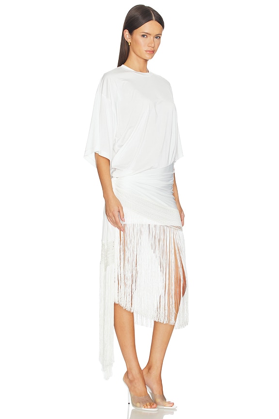 view 2 of 3 Azul Fringed Tshirt Mini Dress in Off White