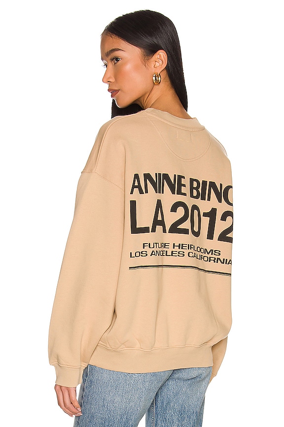 ANINE BING Jaci Sweatshirt Bing LA in Sand | REVOLVE