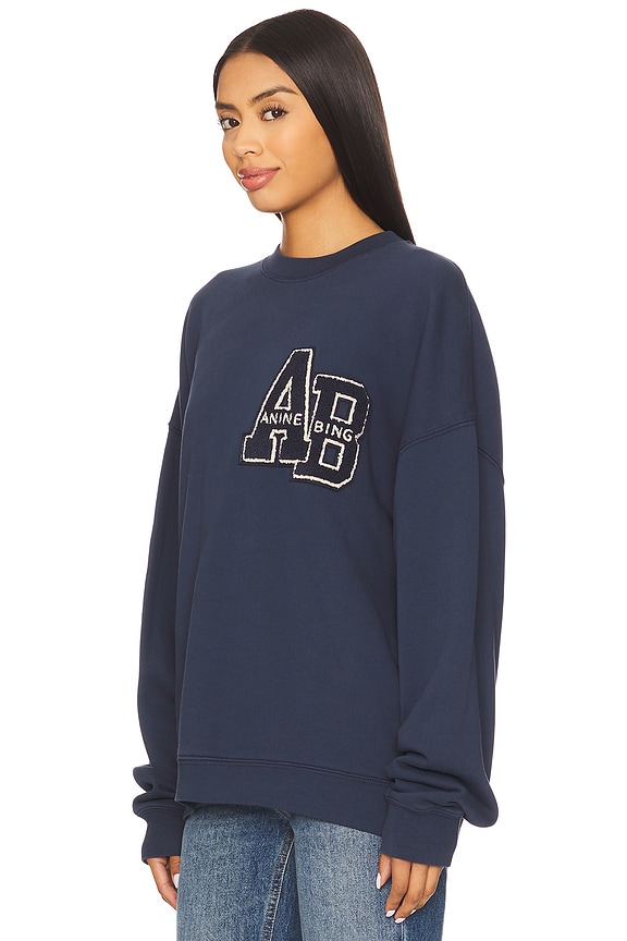 view 2 of 4 Miles Oversized Letterman Sweatshirt in Washed Navy