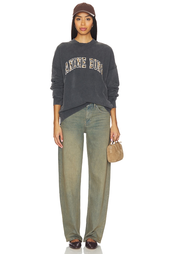 ANINE BING Miles Sweatshirt Anine Bing Leopard in Washed Black