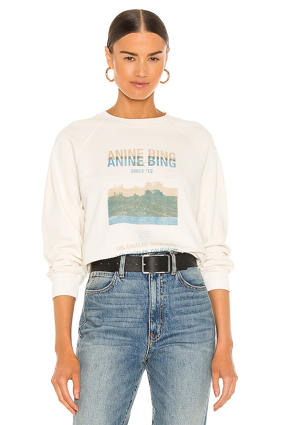 ANINE BING Arlo Desert Road Sweatshirt in White | REVOLVE