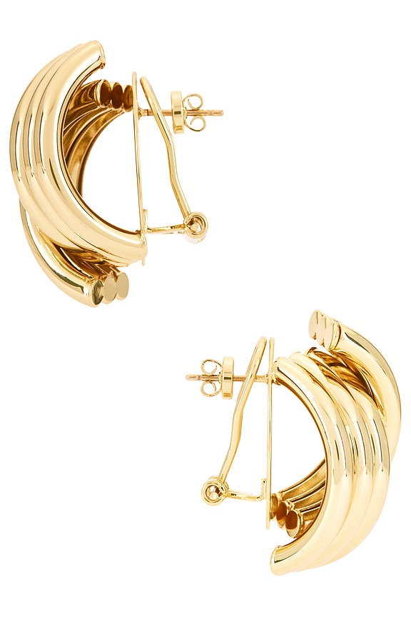 view 2 of 2 Crossover Ribbed Stud in Gold