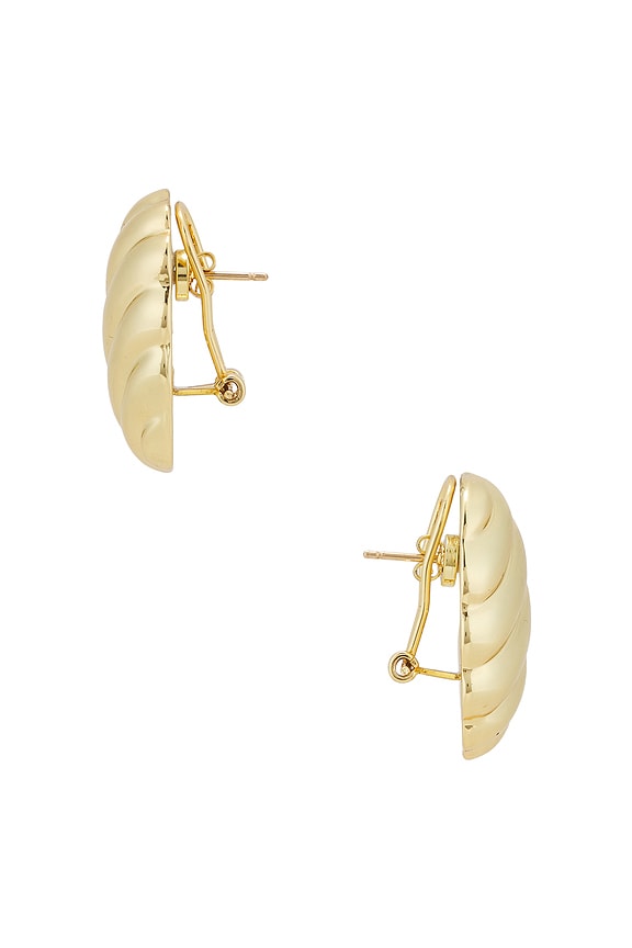 view 2 of 2 Ribbed Oval Earrings in Gold
